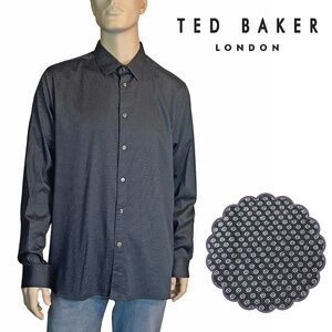 Ted Baker Shirt Dress MIcro Dot Long Sleeve Button Front French Placket Branded